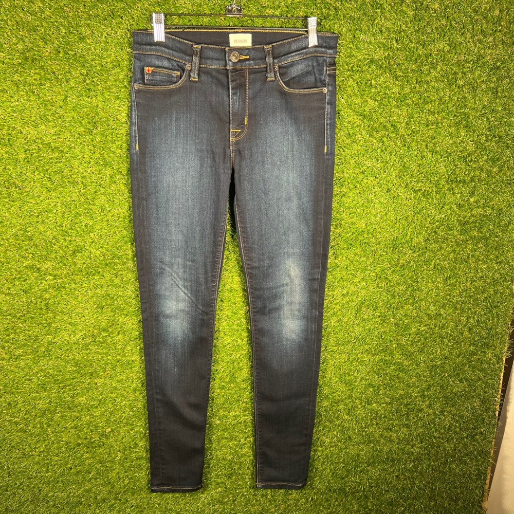 Hudson Women Dark Wash Skinny Jeans Size 27 Indigo Stretch‎ Denim